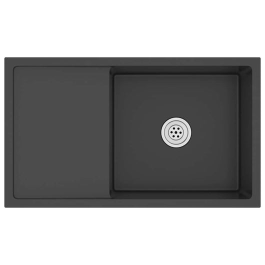 Lavello da Cucina Lavorato a Mano-Lavandino-Lavabo Nero Acciaio Inox 646241
