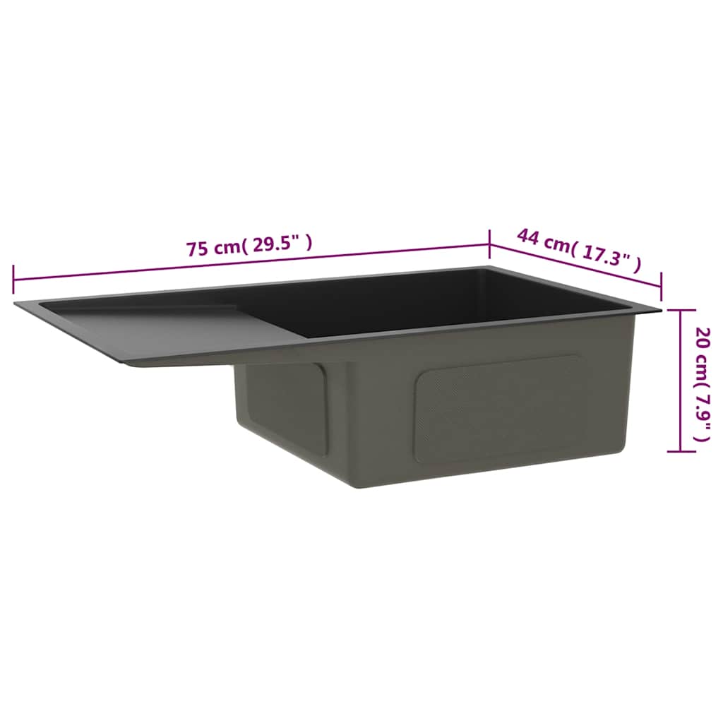 Lavello da Cucina Lavorato a Mano Nero Acciaio Inox 51521