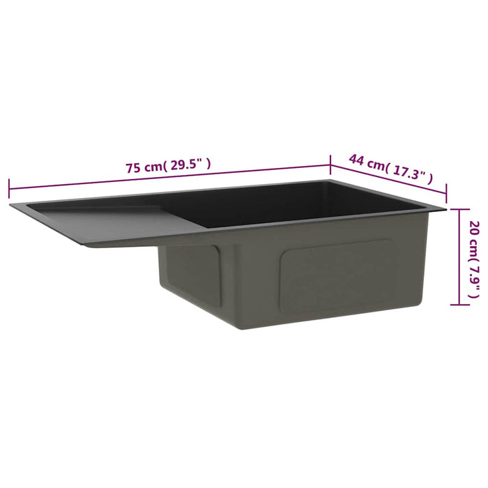 Lavello da Cucina Lavorato a Mano Nero Acciaio Inox 51521