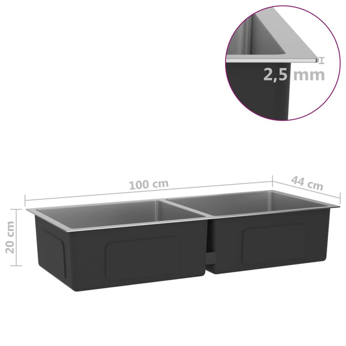 Lavello da cucina fatto a mano in acciaio inox 02_0002473