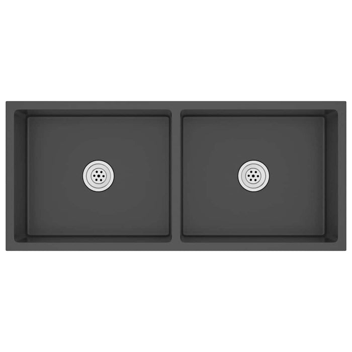 Lavello da Cucina Artigianale Nero in Acciaio Inox 51525