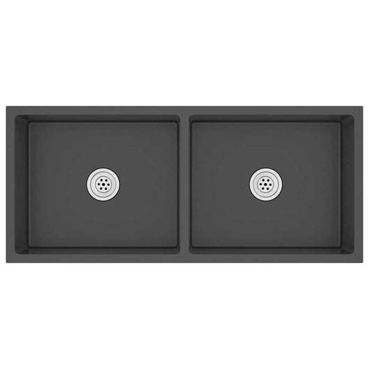 Lavello da Cucina-Lavandino-Lavabo Artigianale Nero in Acciaio Inox 499442