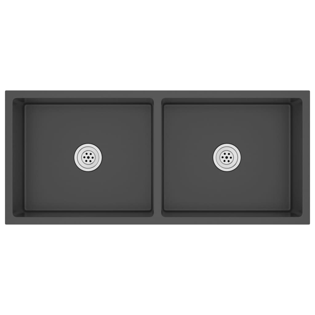 Lavello da cucina fatto a mano lavello da cucina bagno interno casa 100 x 44 cm acciaio inox nero 02_0002474