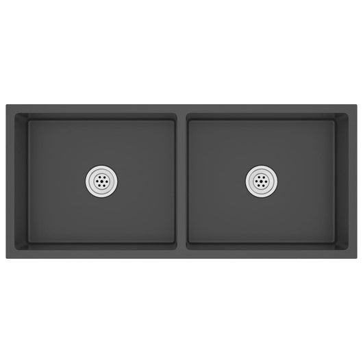 Lavello da cucina fatto a mano lavello da cucina bagno interno casa 100 x 44 cm acciaio inox nero 02_0002474