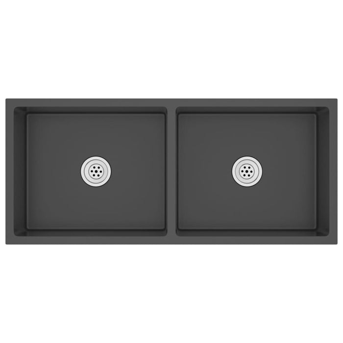 Lavello da cucina fatto a mano lavello da cucina bagno interno casa 100 x 44 cm acciaio inox nero 02_0002474