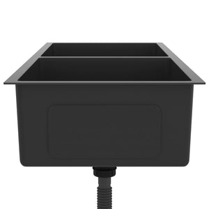 Lavello da cucina fatto a mano lavello da cucina bagno interno casa 100 x 44 cm acciaio inox nero 02_0002474