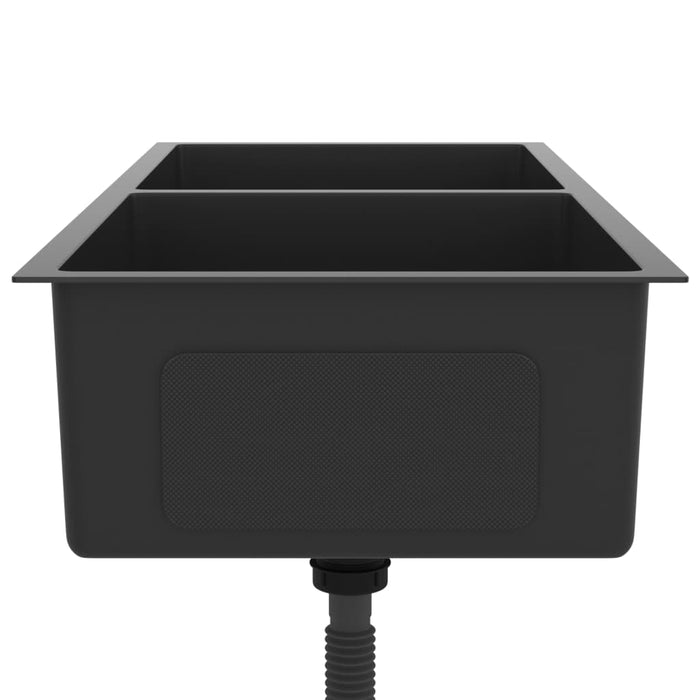 Lavello da cucina fatto a mano lavello da cucina bagno interno casa 100 x 44 cm acciaio inox nero 02_0002474