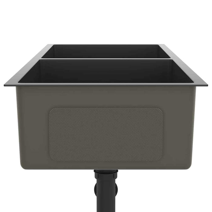 Lavello da Cucina Artigianale Nero in Acciaio Inox 51525