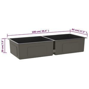 Lavello da Cucina Artigianale Nero in Acciaio Inox 51525