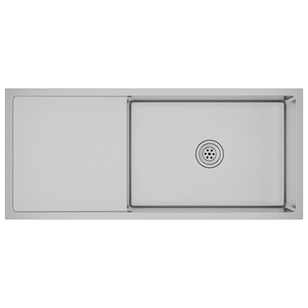Lavello da cucina fatto a mano 100 x 44 cm acciaio inox argento 02_0002475