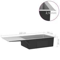 Lavello da cucina fatto a mano 100 x 44 cm acciaio inox argento 02_0002475