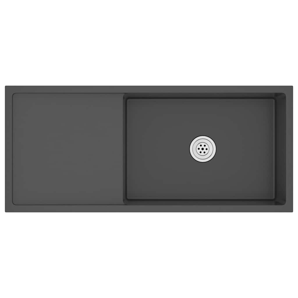 Lavello da Cucina Lavorato a Mano Nero in Acciaio Inox 51527