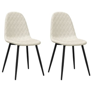 Sedie da Pranzo 2 pz Bianco Crema in Velluto cod mxl 21421