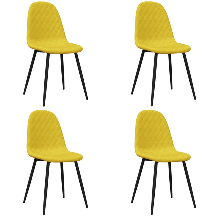 Sedie da Pranzo 4 pz Giallo Senape in Velluto