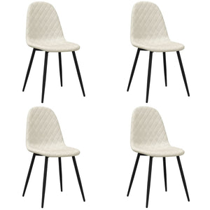 Sedie da Pranzo 4 pz Bianco Crema in Velluto 325666