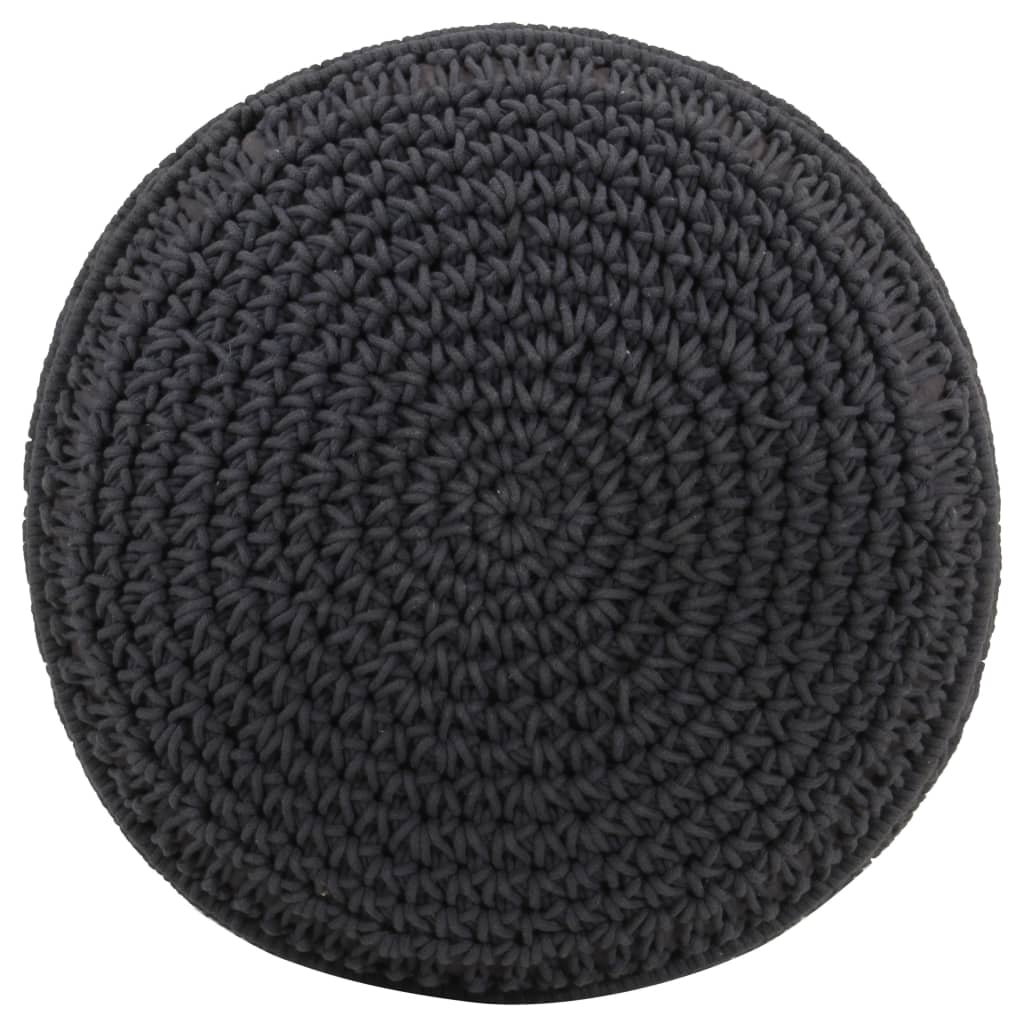Pouf Lavorato a Mano MacramÃ© Antracite 45x30 cm in Cotone cod mxl 70123