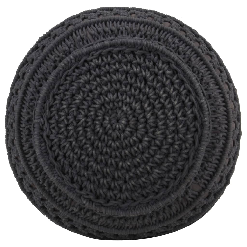 Pouf Lavorato a Mano MacramÃ© Antracite 45x30 cm in Cotone cod mxl 70123