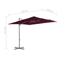 Ombrellone a Sbalzo con Palo in Acciaio 250x250 cm Bordeaux 312308