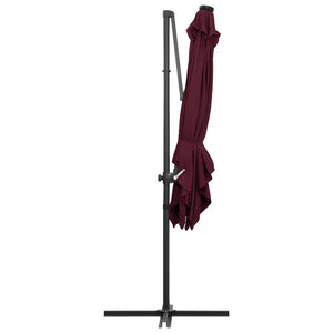 Ombrellone da giardino decentrato con luci LED 250 x 250 cm rosso bordeaux 02_0008457