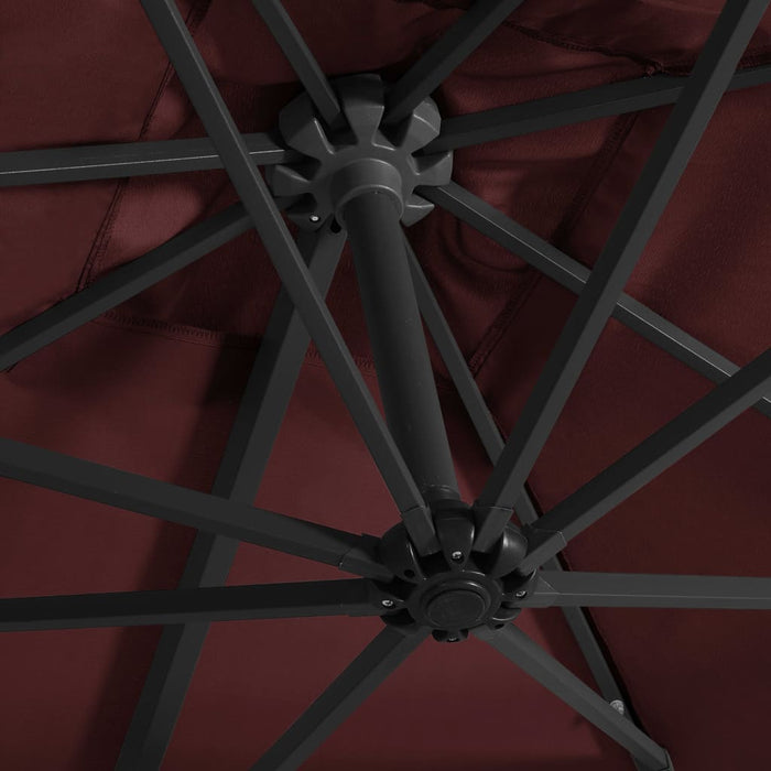 Ombrellone a Sbalzo con Luci LED 250x250 cm Rosso BordÃ²