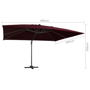 Ombrellone decentrato con luci LED rosso bordeaux 400 x 300 cm 02_0008459