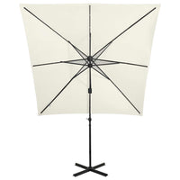 Ombrellone a Sbalzo con Palo e Luci a LED Sabbia 250 cm 312320