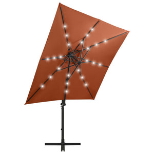 Ombrellone da giardino decentrato con palo e luci LED 250 cm terracotta 02_0008538