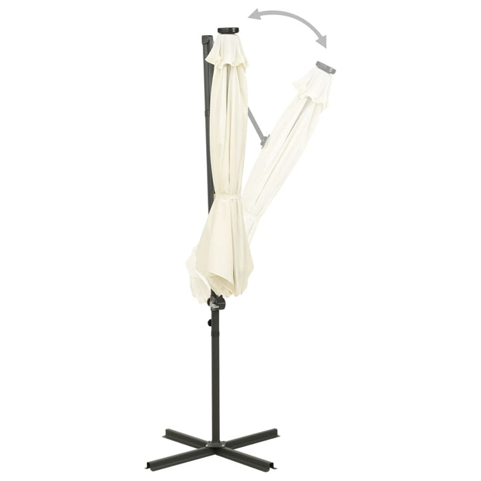 Ombrellone a Sbalzo con Palo e Luci a LED Sabbia 300 cm 312336