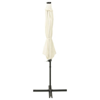 Ombrellone a Sbalzo con Palo e Luci a LED Sabbia 300 cm 312336