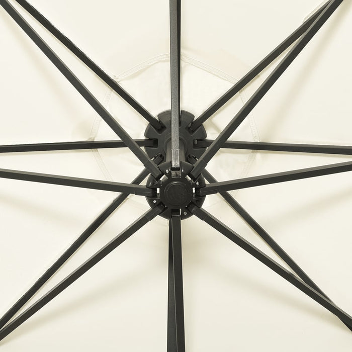 Ombrellone a Sbalzo con Palo e Luci a LED Sabbia 300 cm 312336