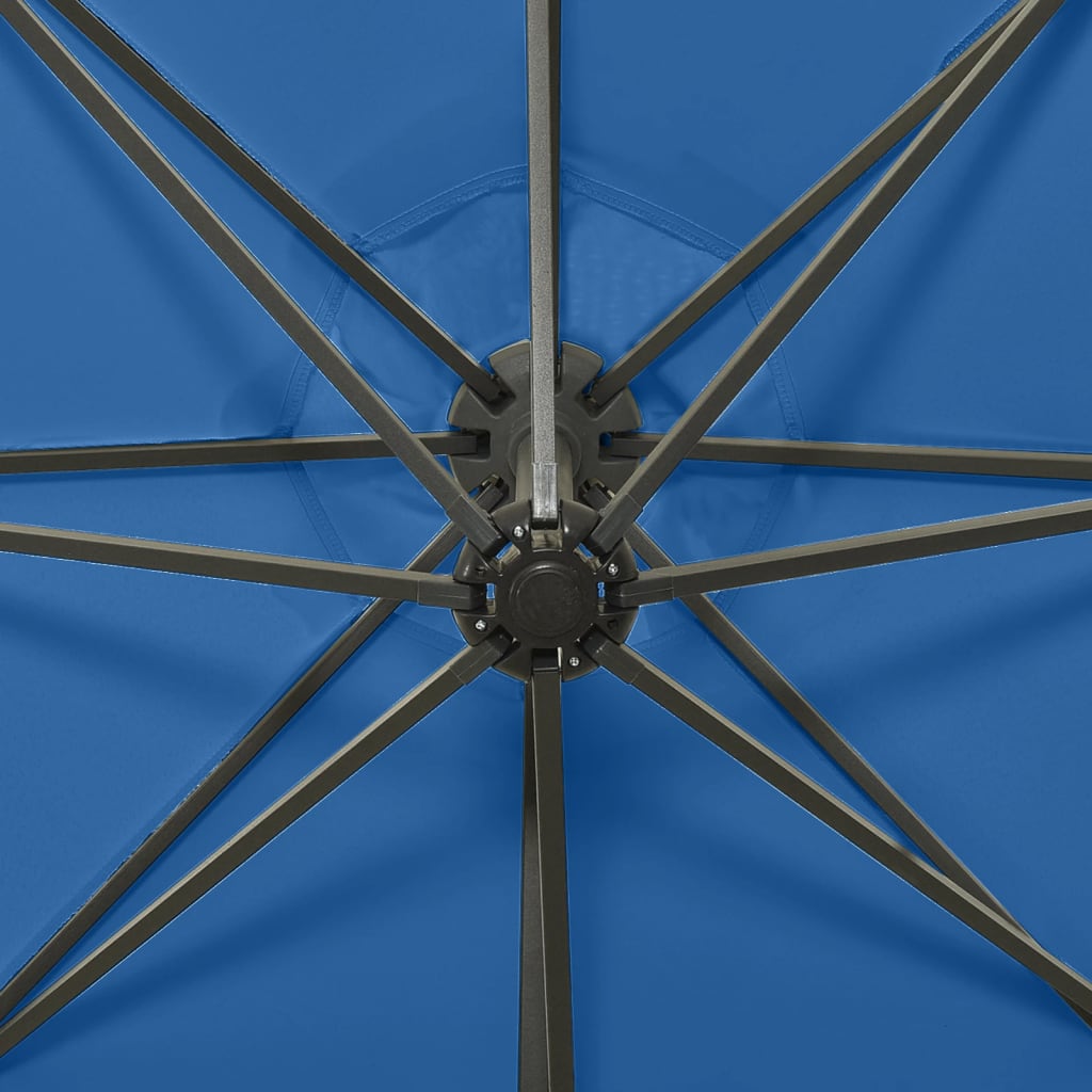 Ombrellone da giardino decentrato con palo e luci LED 300 cm azzurro 02_0008519