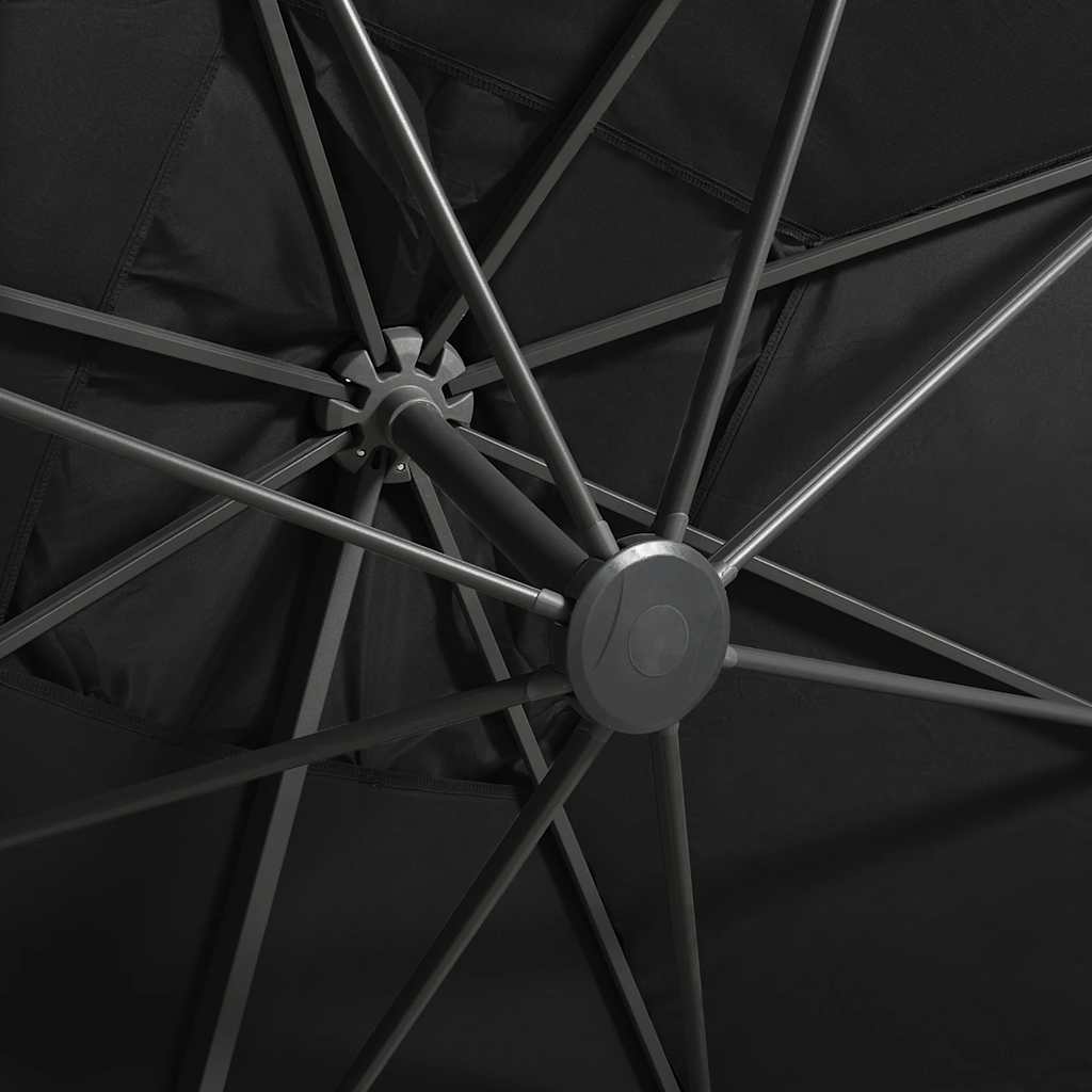 Ombrellone a Sbalzo con Palo e Luci a LED Nero 300 cm da giardino cod mxl 29603