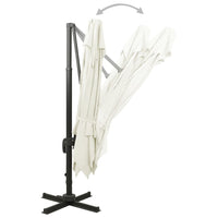 Ombrellone da giardino a sbalzo con doppio piano 300x300 cm Sabbia 312368