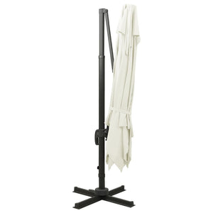 Ombrellone da giardino a sbalzo con doppio piano 300x300 cm Sabbia 312368