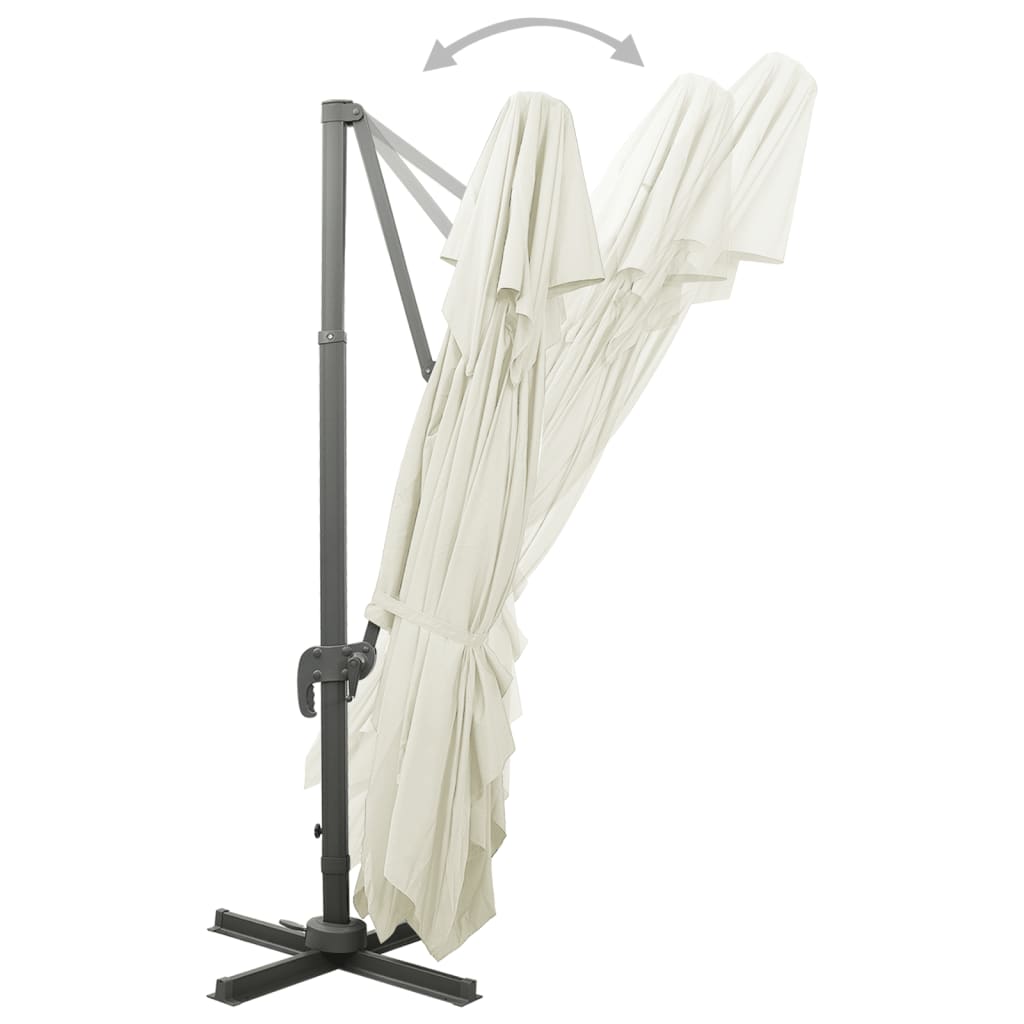 Ombrellone da giardino a sbalzo con doppia cima Sabbia 400x300 cm 312369