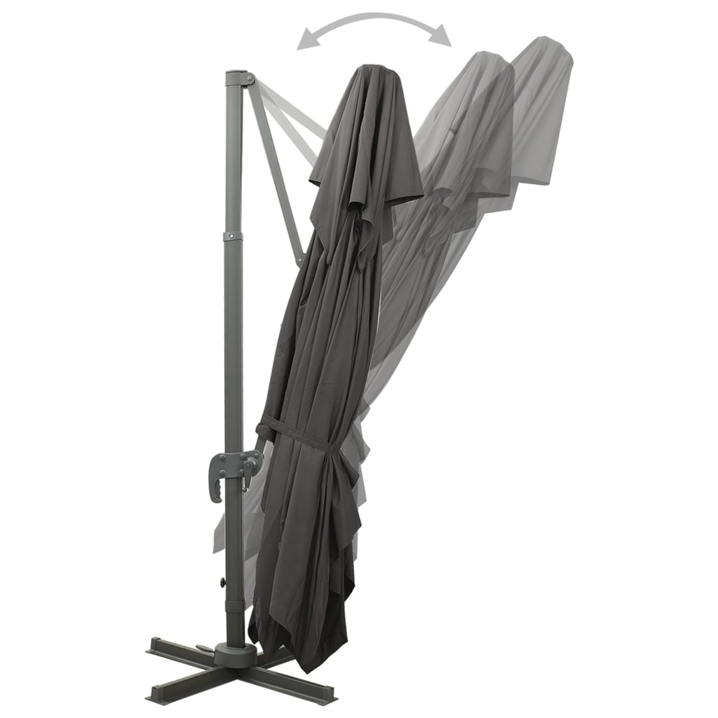 Ombrellone a Sbalzo con Doppia Copertura 400x300 cm Antracite cod mxl 21379