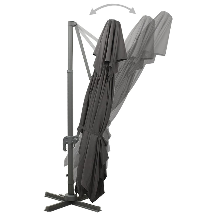 Ombrellone a Sbalzo con Doppia Copertura 400x300 cm Antracite cod mxl 21379
