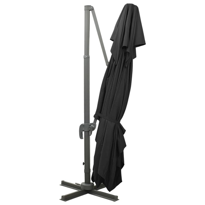 Ombrellone a Sbalzo con Doppia Copertura 400x300 cm Nero cod mxl 21381