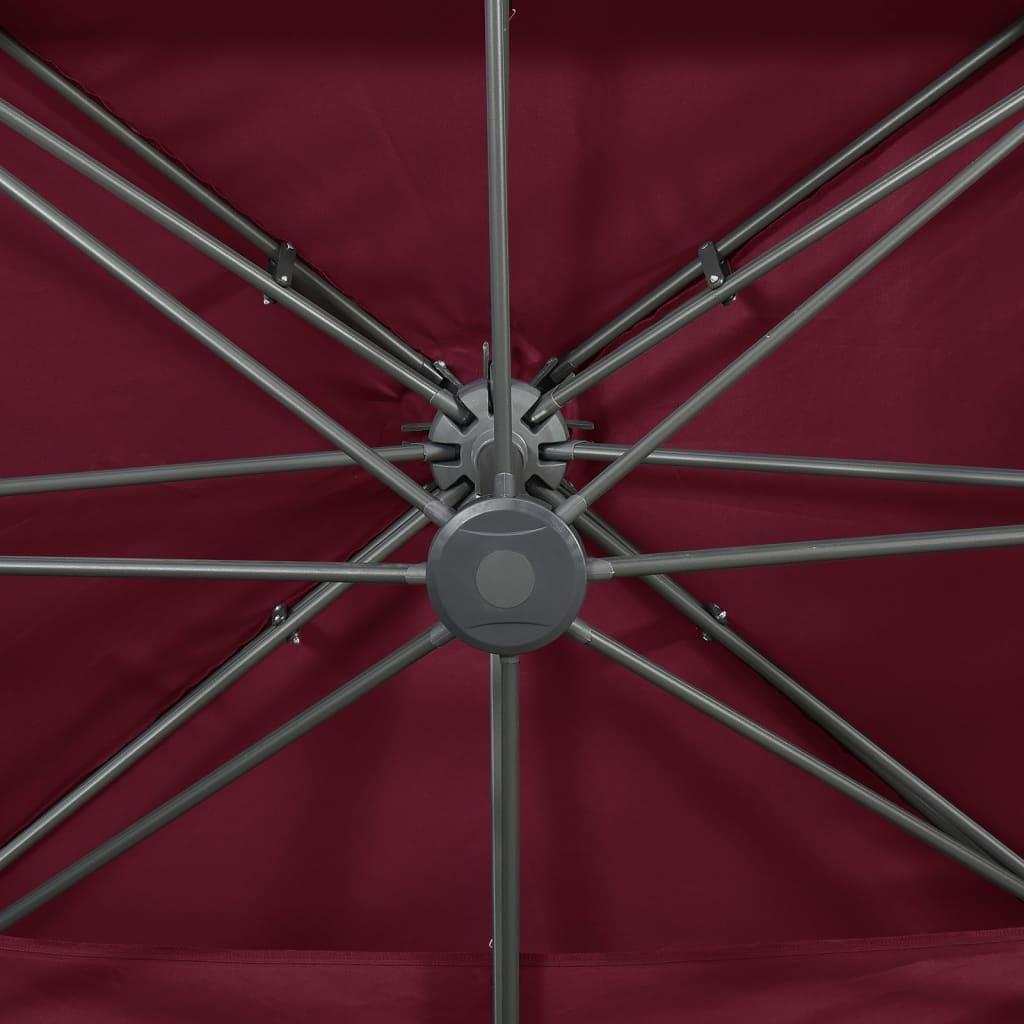 Ombrellone da giardino a sbalzo con doppio piano rosso bordeaux 400x300 cm 312381