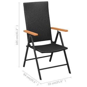 Sedie da Giardino 4 pz in Polyrattan Nero 313106