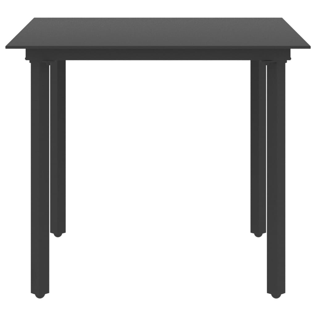 Tavolo da Giardino Nero 80x80x74 cm in Acciaio e Vetro  cod mxl 34342
