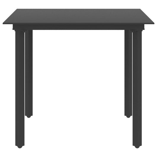 Tavolo da Giardino Nero 80x80x74 cm in Acciaio e Vetro  cod mxl 34342