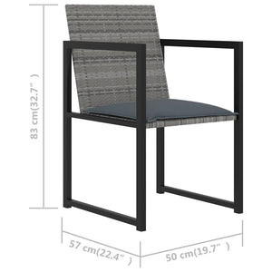 Set da Pranzo da Giardino 5 pz con Cuscini in Polyrattan Grigio 313117