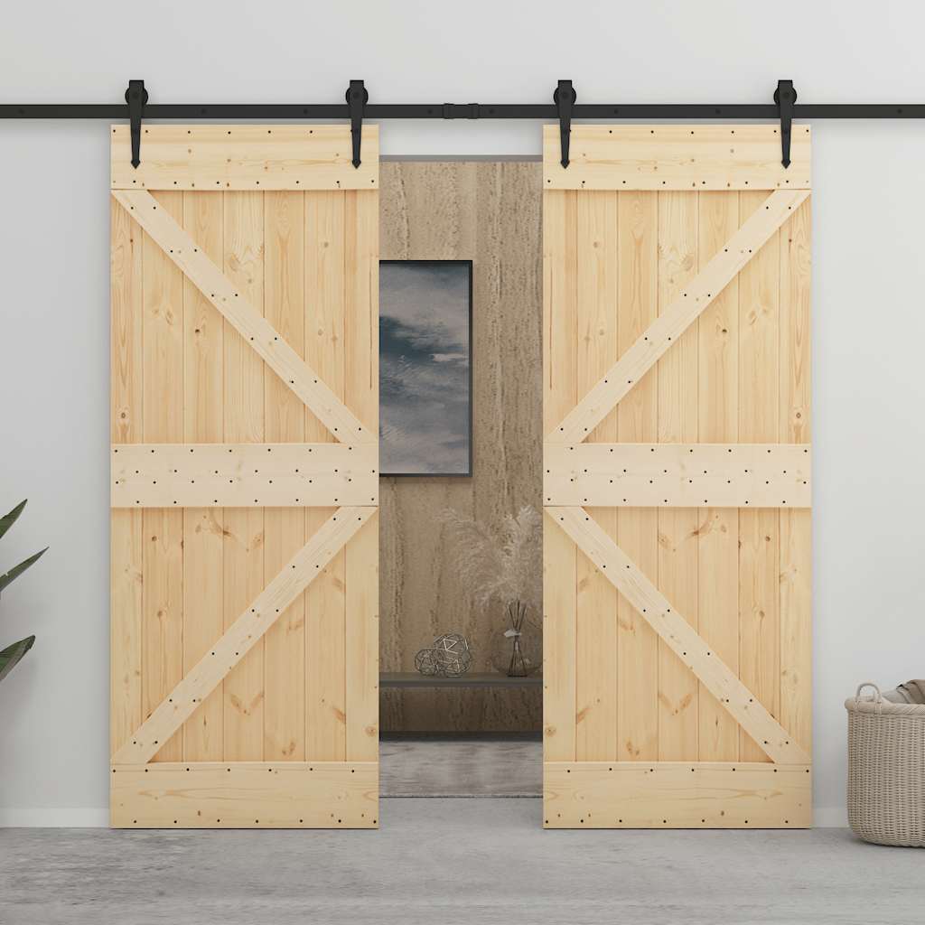 Porta Scorrevole con Set Hardware 80x210 cm in Legno di Pinocod mxl 72457