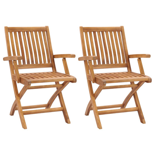 Sedie da Giardino Pieghevoli 2 pz in Legno Massello di Teak cod mxl 57684