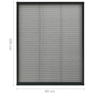 Zanzariera Plissettata Finestre in Alluminio Antracite 80x100cm 148664
