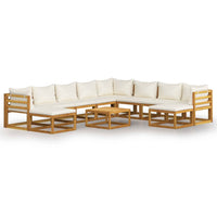 Set Divani da Giardino 11 pz con Cuscini Crema in Legno Acacia cod mxl 43063