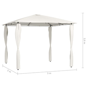 Gazebo con Montanti Rivestiti 3x3x2,6 m Crema 160 g/mÂ²