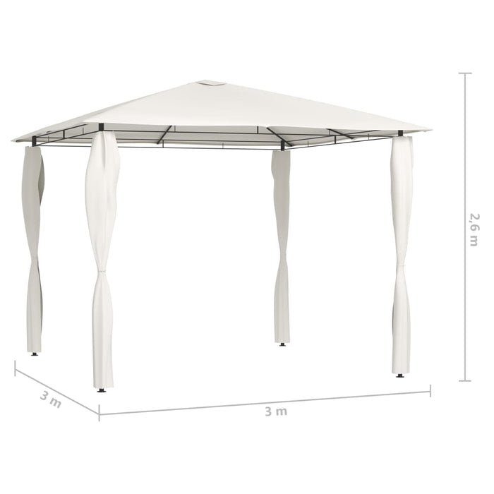 Gazebo con Montanti Rivestiti 3x3x2,6 m Crema 160 g/mÂ²