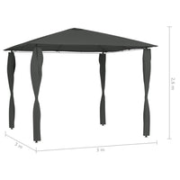 Gazebo con Montanti Rivestiti 3x3x2,6 m Antracite 160 g/mÂ²